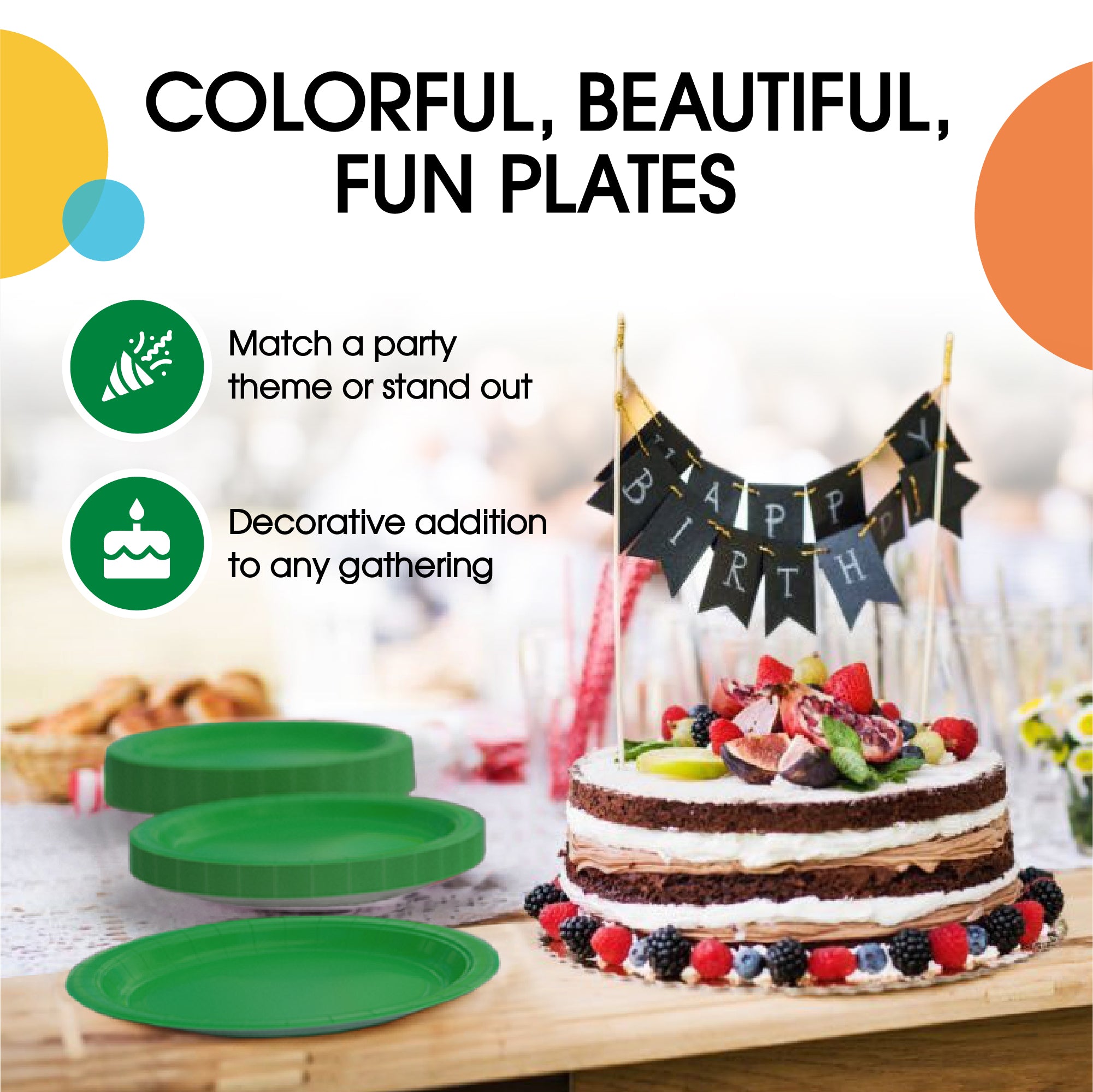 7 In. Emerald Green Paper Plates - 20 Ct.