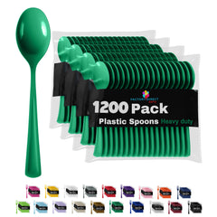 Heavy Duty Emerald Green Plastic Spoons | Case of 1200