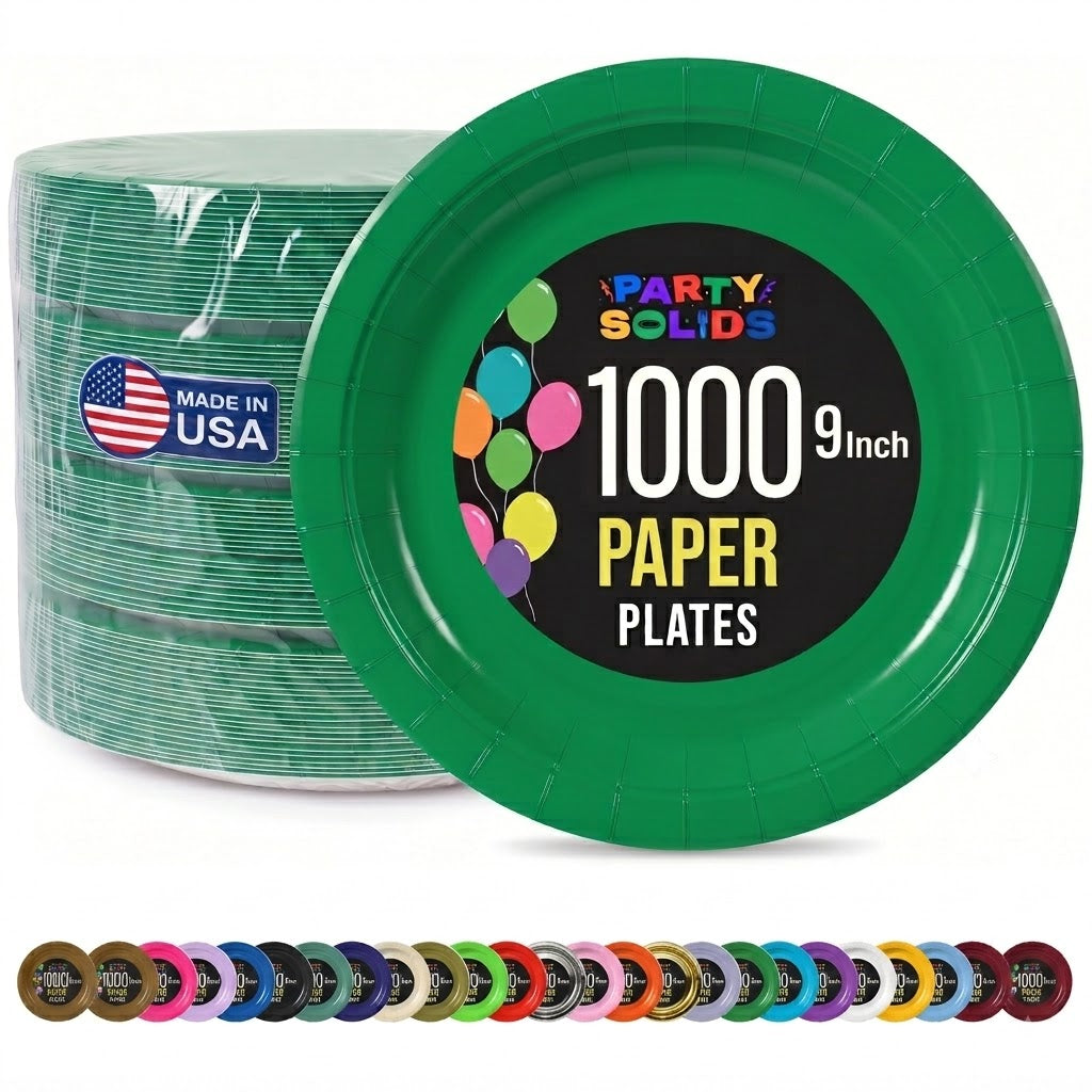 9 in. Emerald Green Paper Plates | Case of 1000