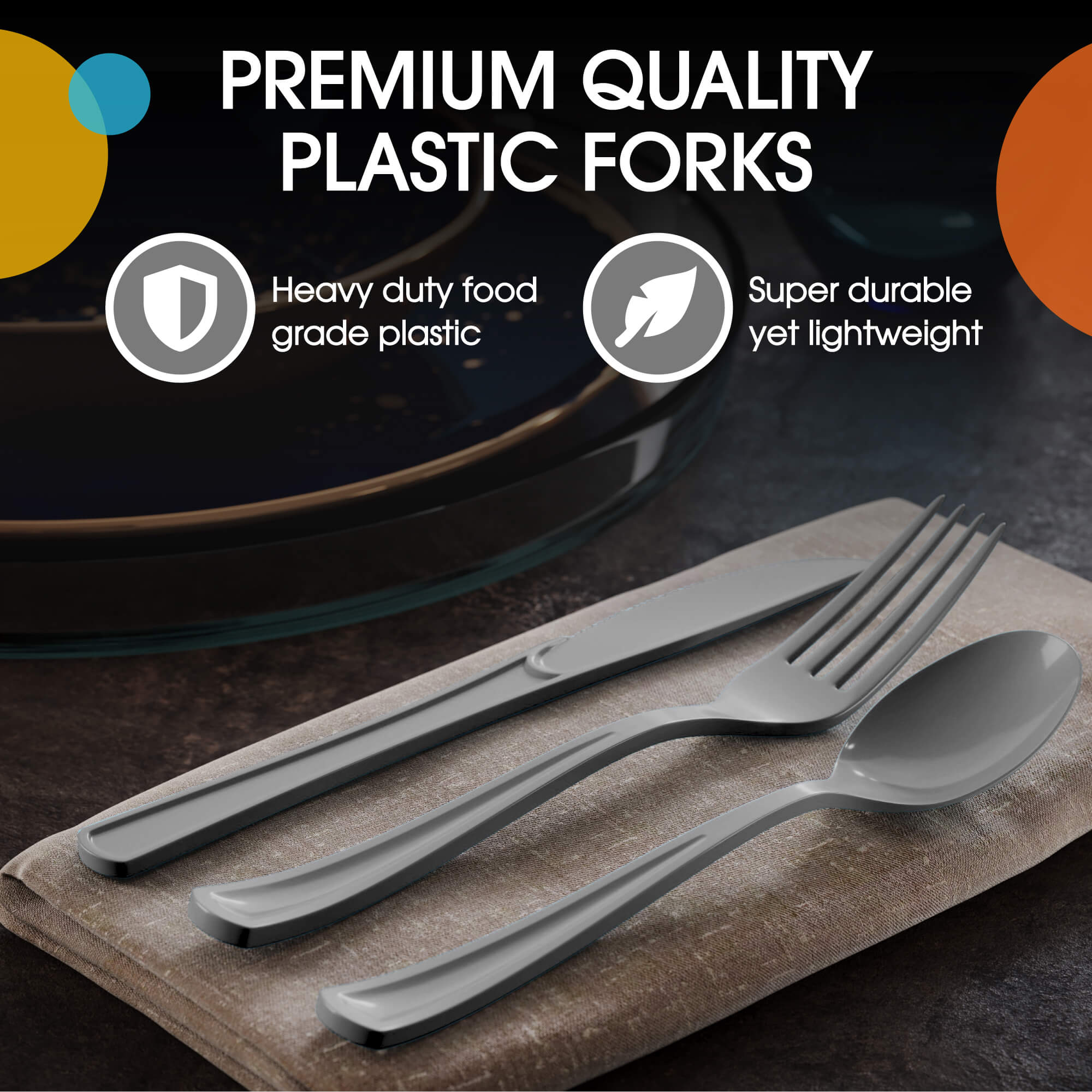 Heavy Duty Silver Plastic Forks | 100 Count