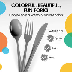 Heavy Duty Silver Plastic Forks | 50 Count