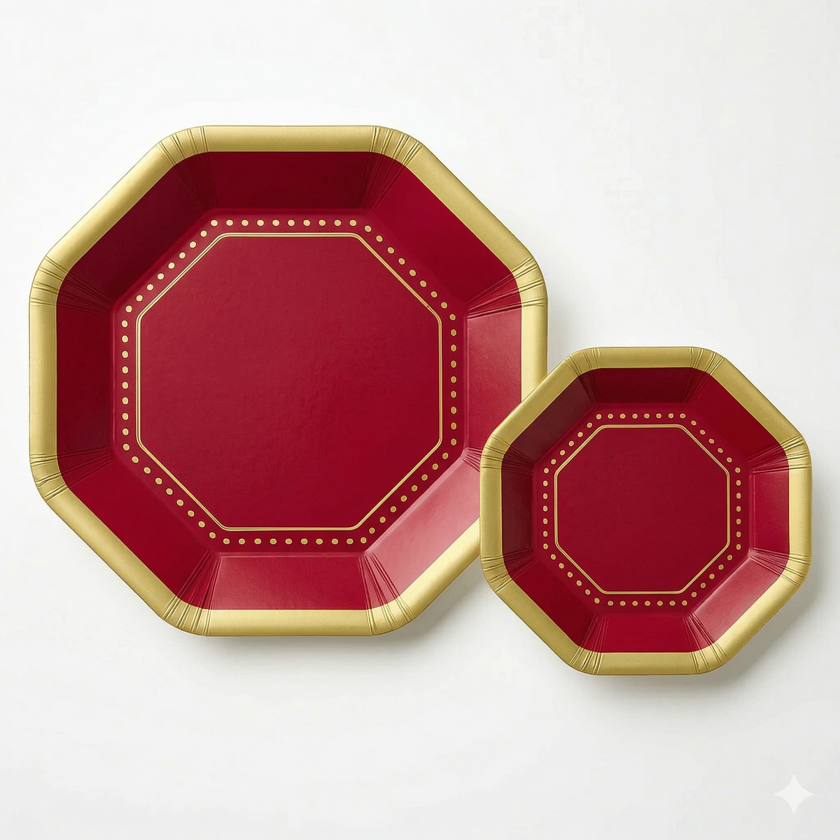 Premium Apple Red 10" Octagonal Paper Plates - Pack of 20