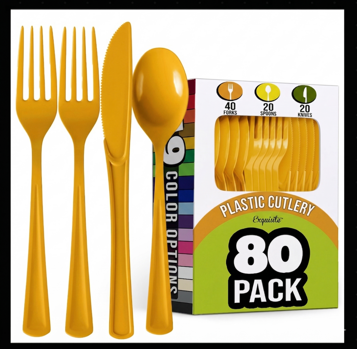Heavyweight Yellow Plastic Cutlery Assortment - 7.5 in.