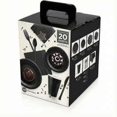 Jet Black Tableware Kit for 20 Guests -222 Pieces