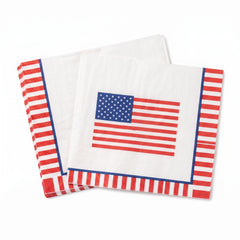 Stars and Stripes Patriotic Lunch Napkins - 6.5 In. x 6.5 In.