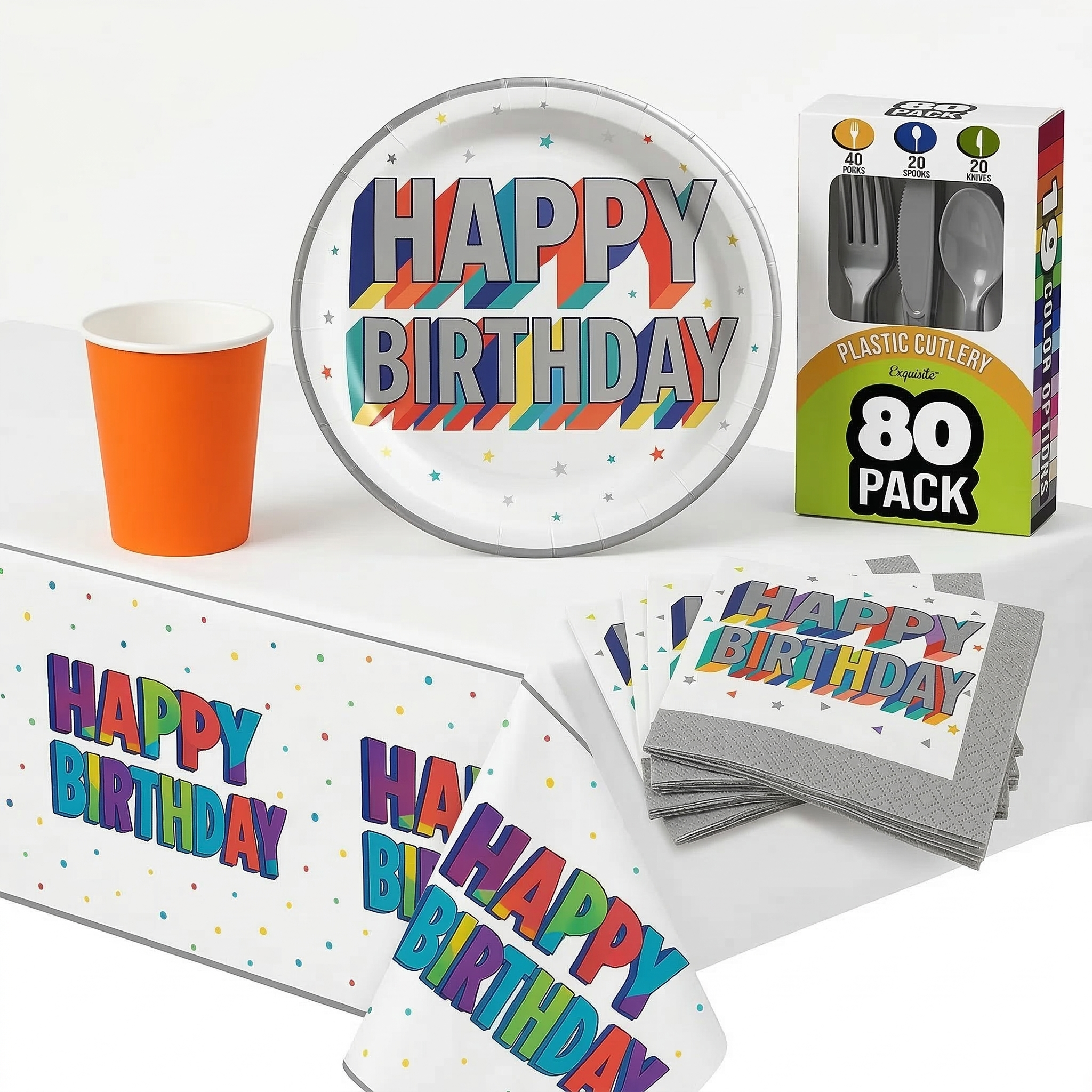157 Pcs Vibrant Birthday Party Kit - For 20 Guests