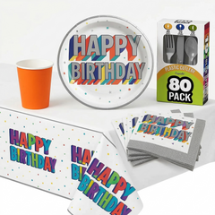 157 Pcs Vibrant Birthday Party Kit - For 20 Guests