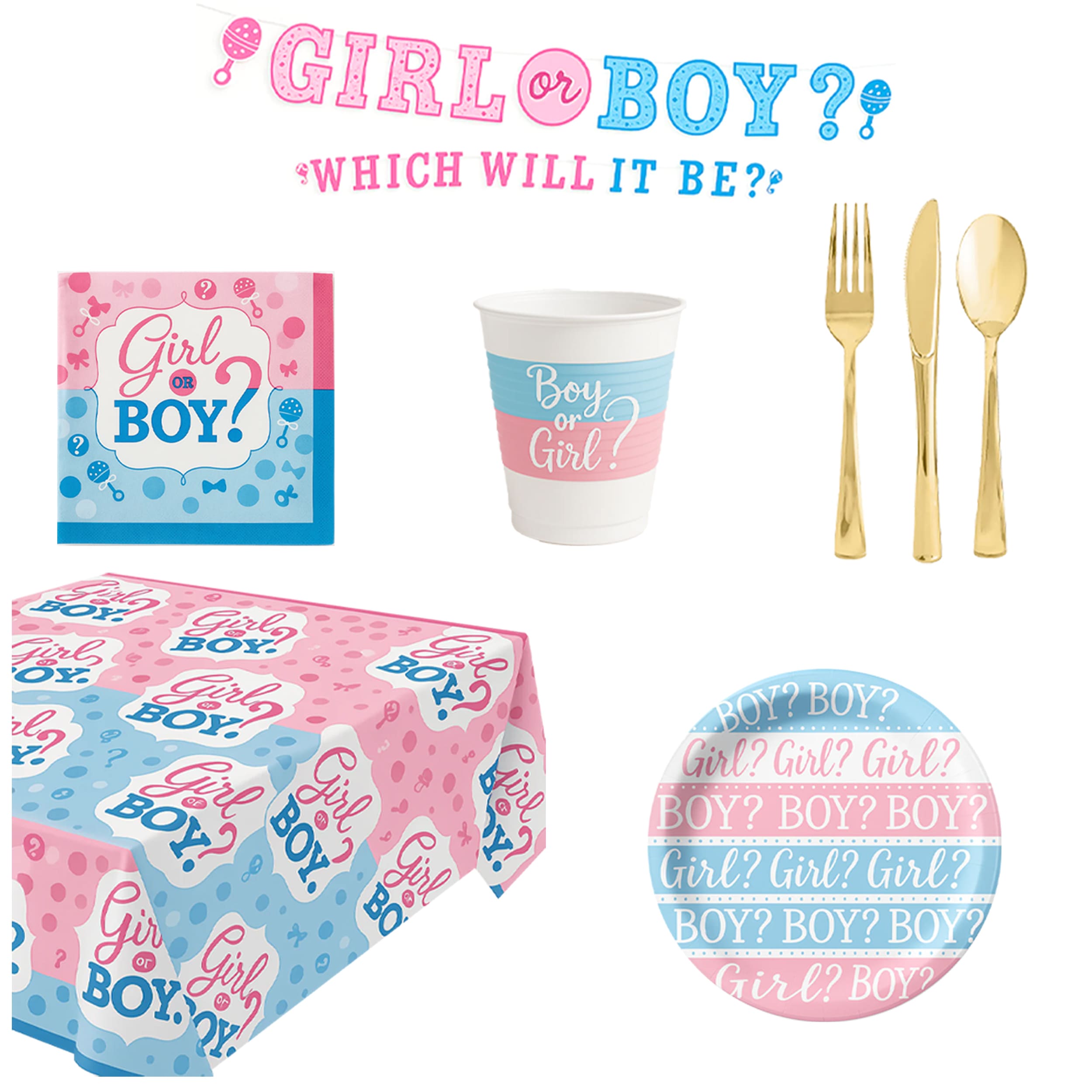 Gender Reveal Party Base Kit - For 8 Guests