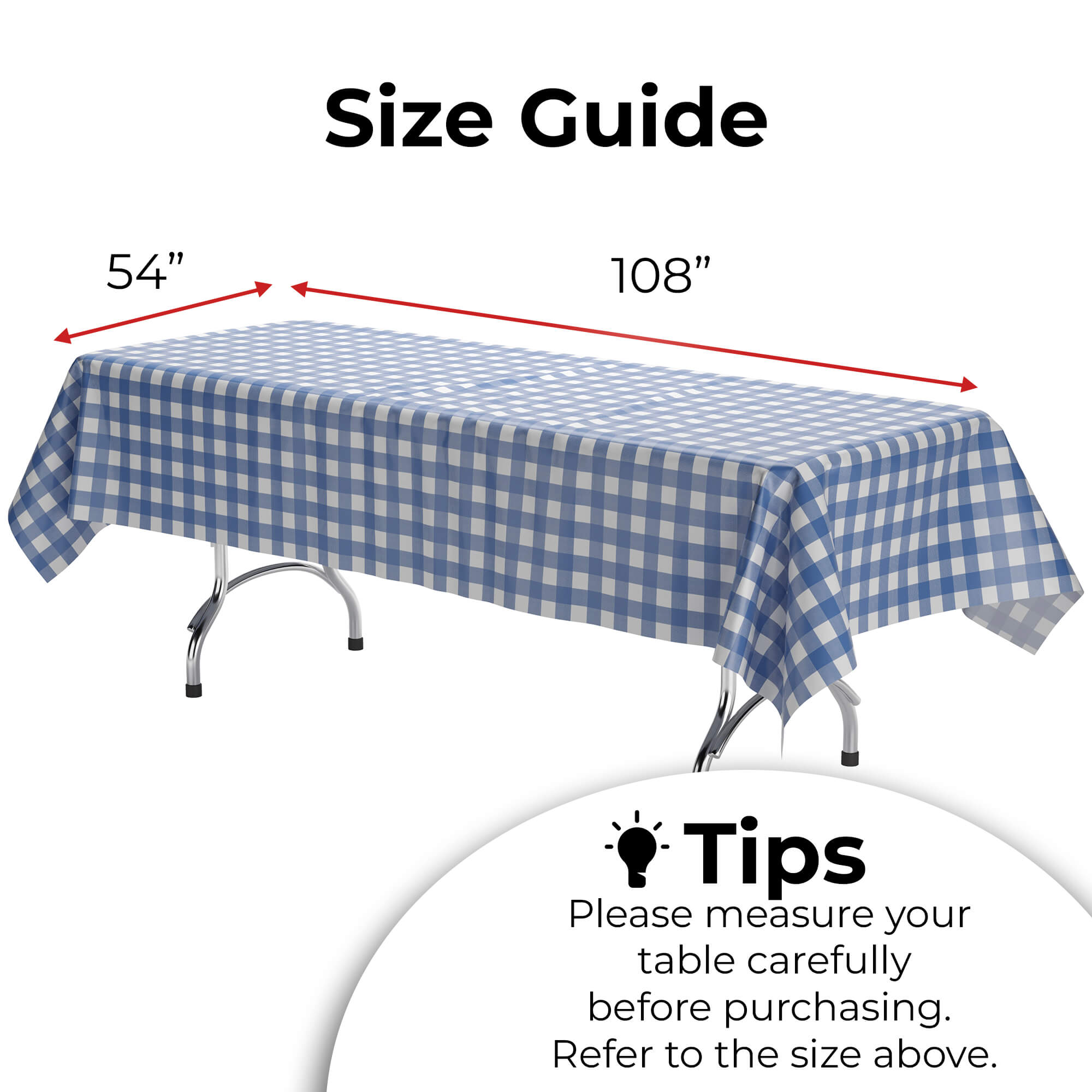 Dark Blue Gingham Plastic Table Cover | Case of 48