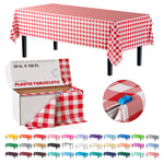 54 in. x 100 Ft. Cut to Size Plastic Table Cover | Red Gingham