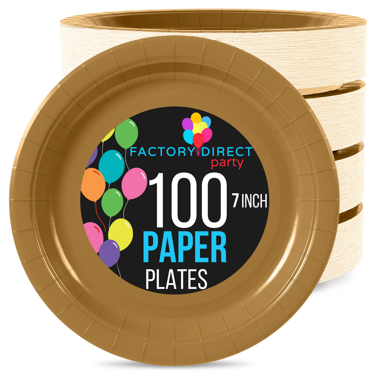 7 In. Gold Paper Plates | 100 Count