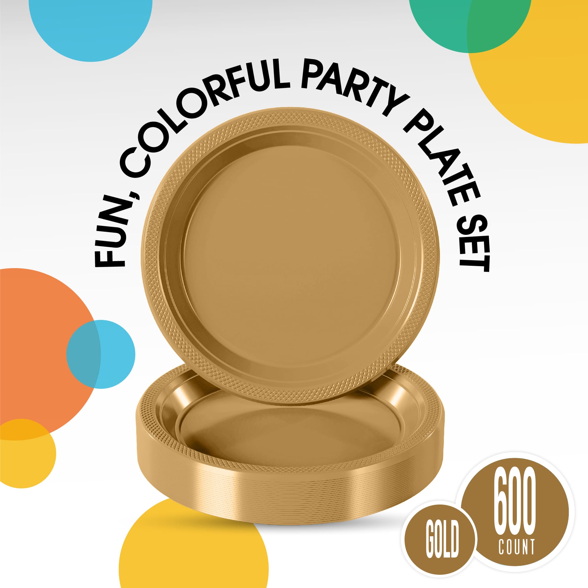 7 In. Gold Plastic Plates | Case of 600