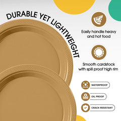 10 In. Gold Plastic Plates | 50 Count