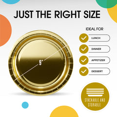 9 In. Reflective Gold Paper Plates - 20 Ct.
