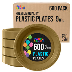 9 in. Gold Plastic Plates | Case of 600