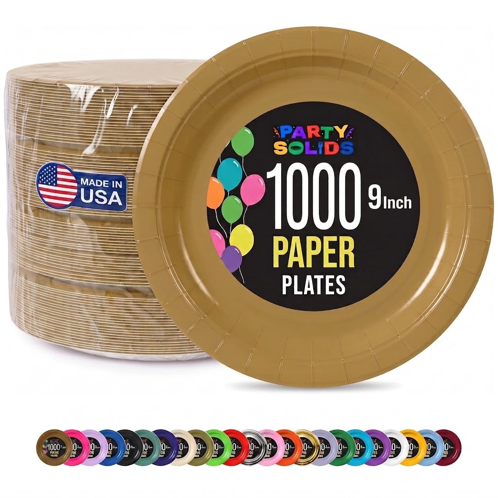 9 in. Gold Paper Plates | Case of 1000