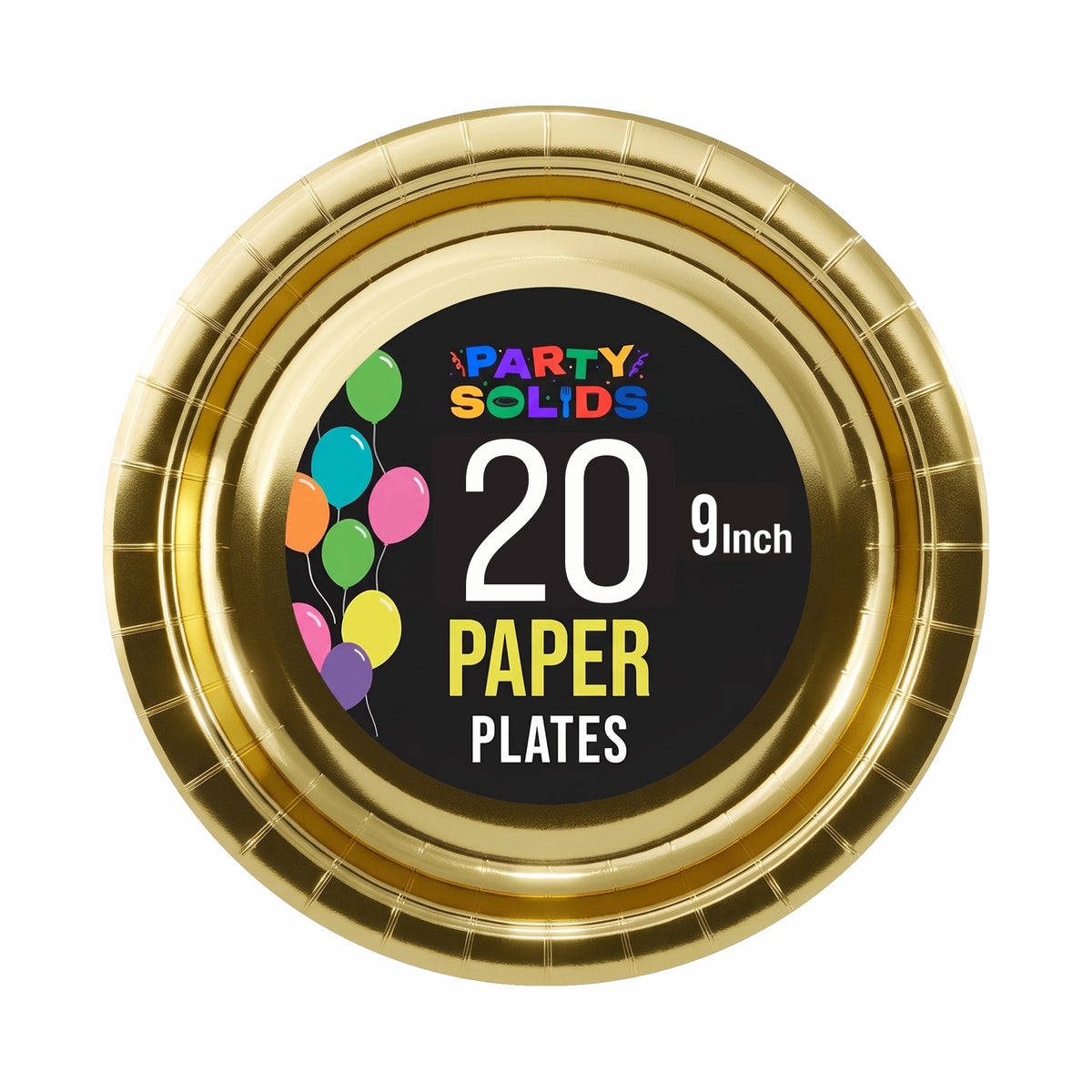 9 In. Reflective Gold Paper Plates - 20 Ct.