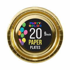 9 In. Reflective Gold Paper Plates - 20 Ct.