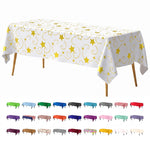 Gold Star Print Plastic Table Cover | 54 in. x 108 in.