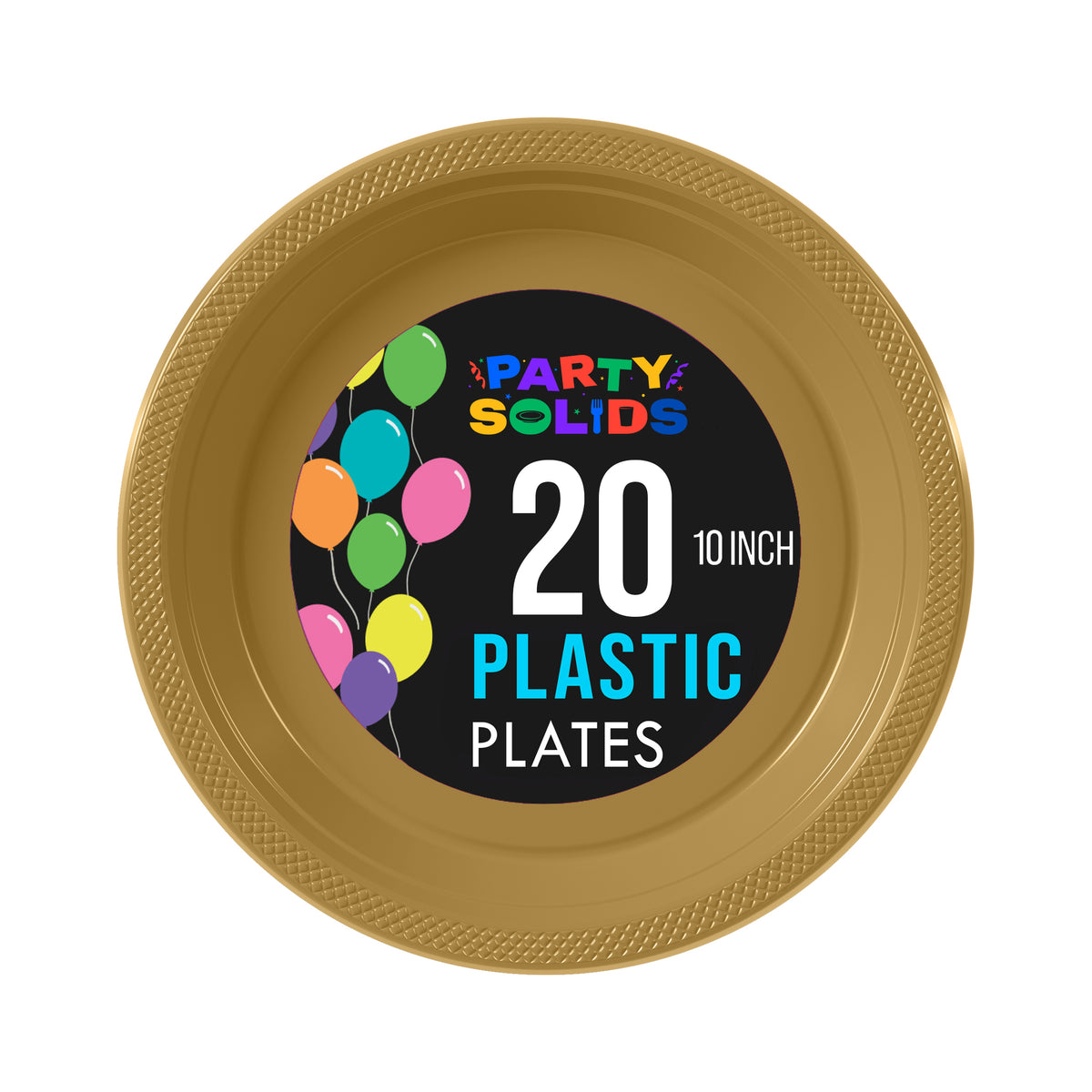 10 In. Gold Plastic Plates - 20 Ct.