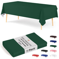 Dark Green Flannel Backed Plastic Table Cover 54 in. x 70 in.