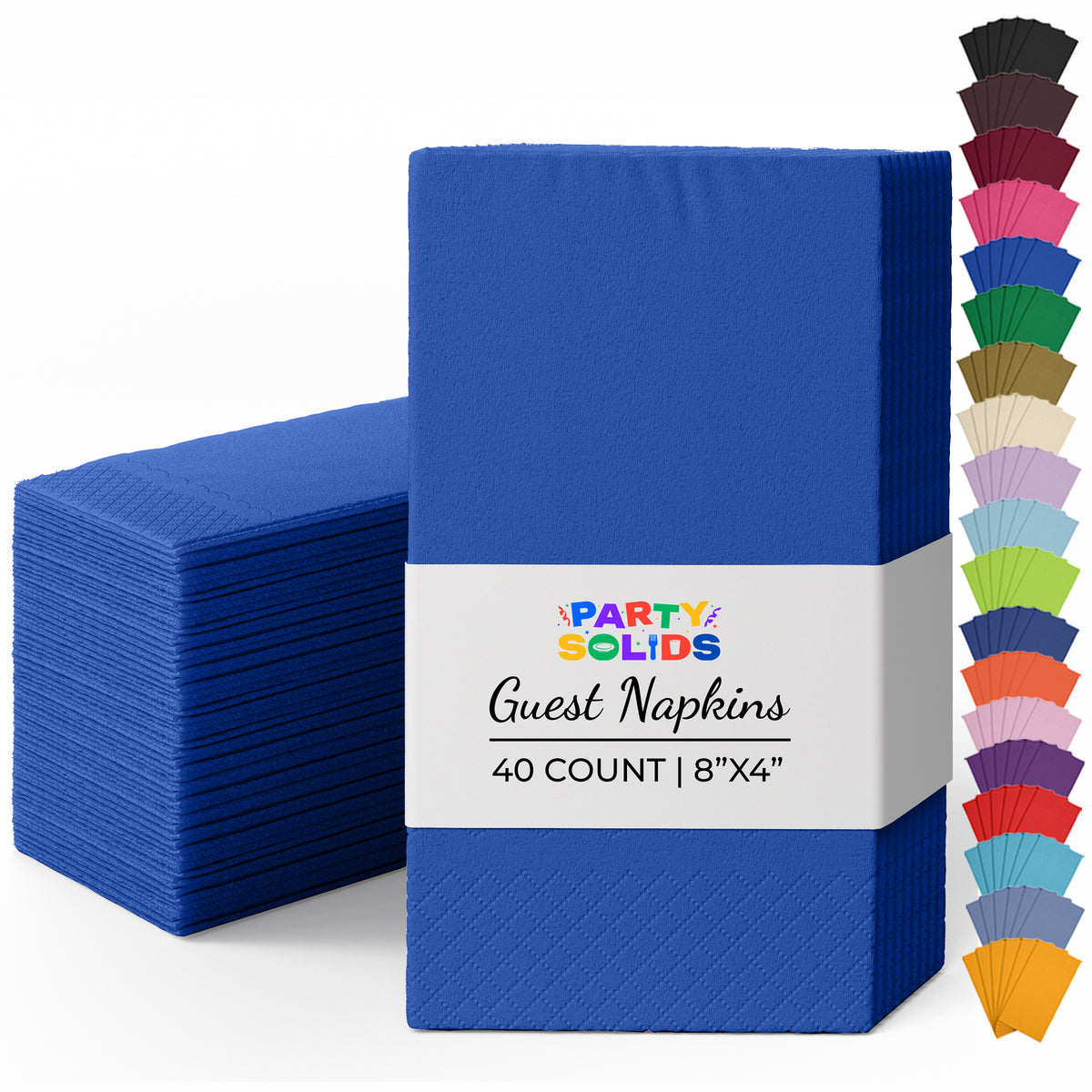 Dark Blue Guest Towel Napkins | 8 in. x 4 in. | 40 Ct.