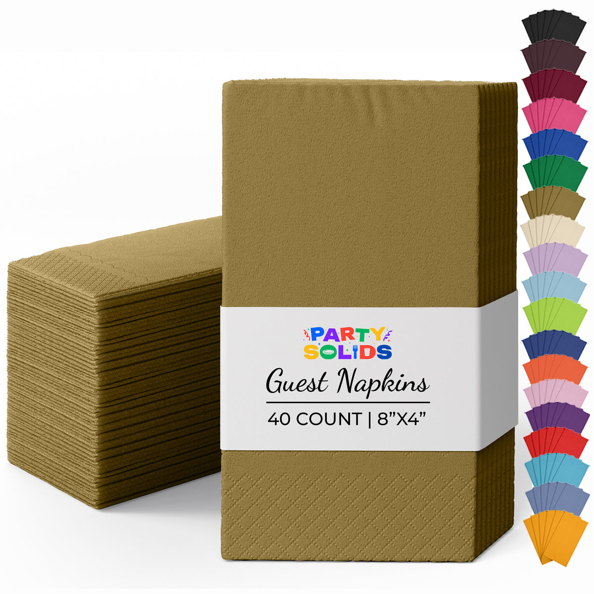 Gold Guest Towel Napkins | 8 in. x 4 in. | 40 Ct.