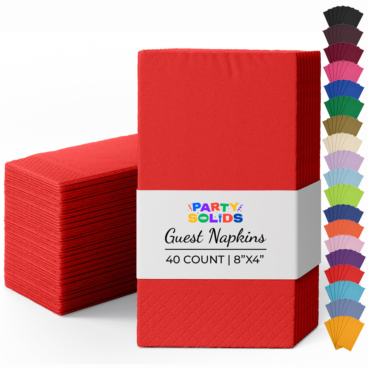 Red Guest Towel Napkins | 8 in. x 4 in. | 40 Ct.