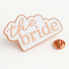 The Bride Enamel Pin ‚Äì Elegant White and Rose Gold Accessory