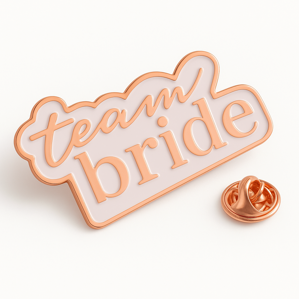 Ginger Ray "Team Bride" Enamel Pin ‚Äì White & Rose Gold