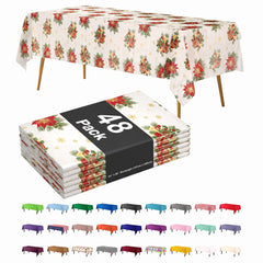 Holiday Print Plastic Table Cover | 54 in. x 108 in. | Case of 48