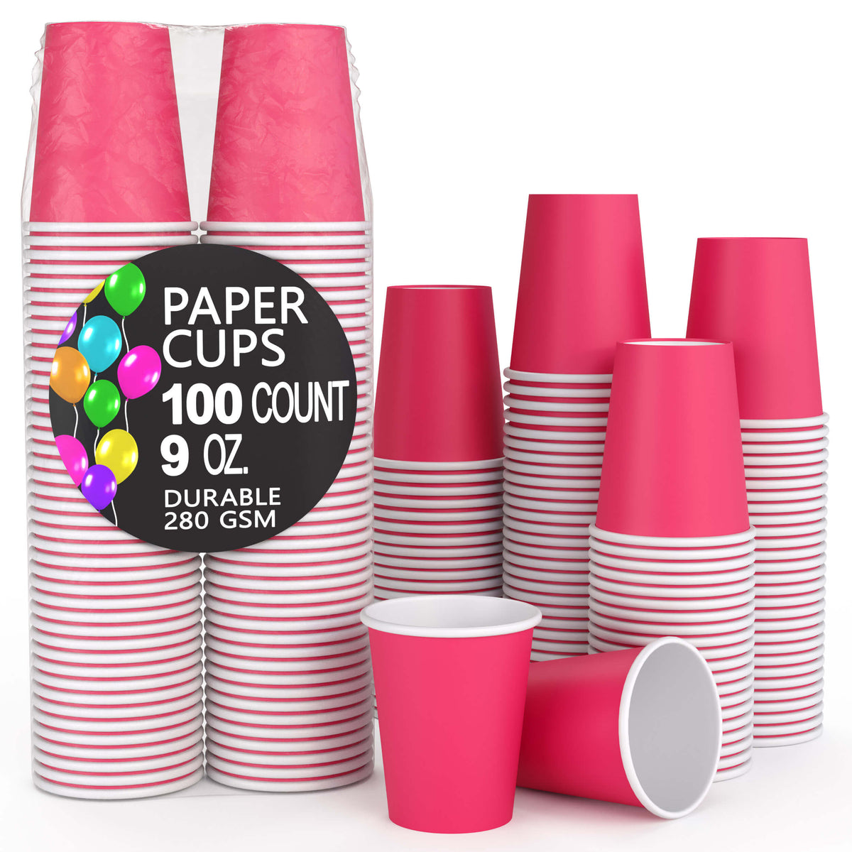 Little Gym - 9 Oz. Cerise Paper Cups - 100 Ct.