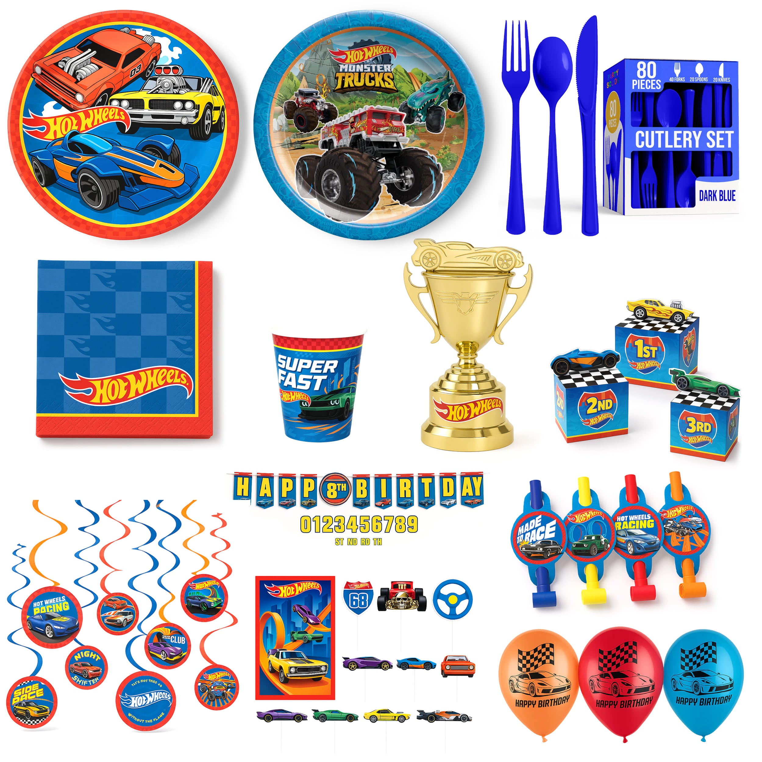 Hot Wheels Birthday Party Deluxe Kit - For 8 Guests