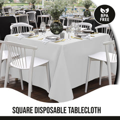 Premium Square White Table Cover 85" x 85" | 1 Pack
