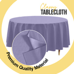 Premium Round Lavender Plastic Table Covers | 6 Pack | 84 in.