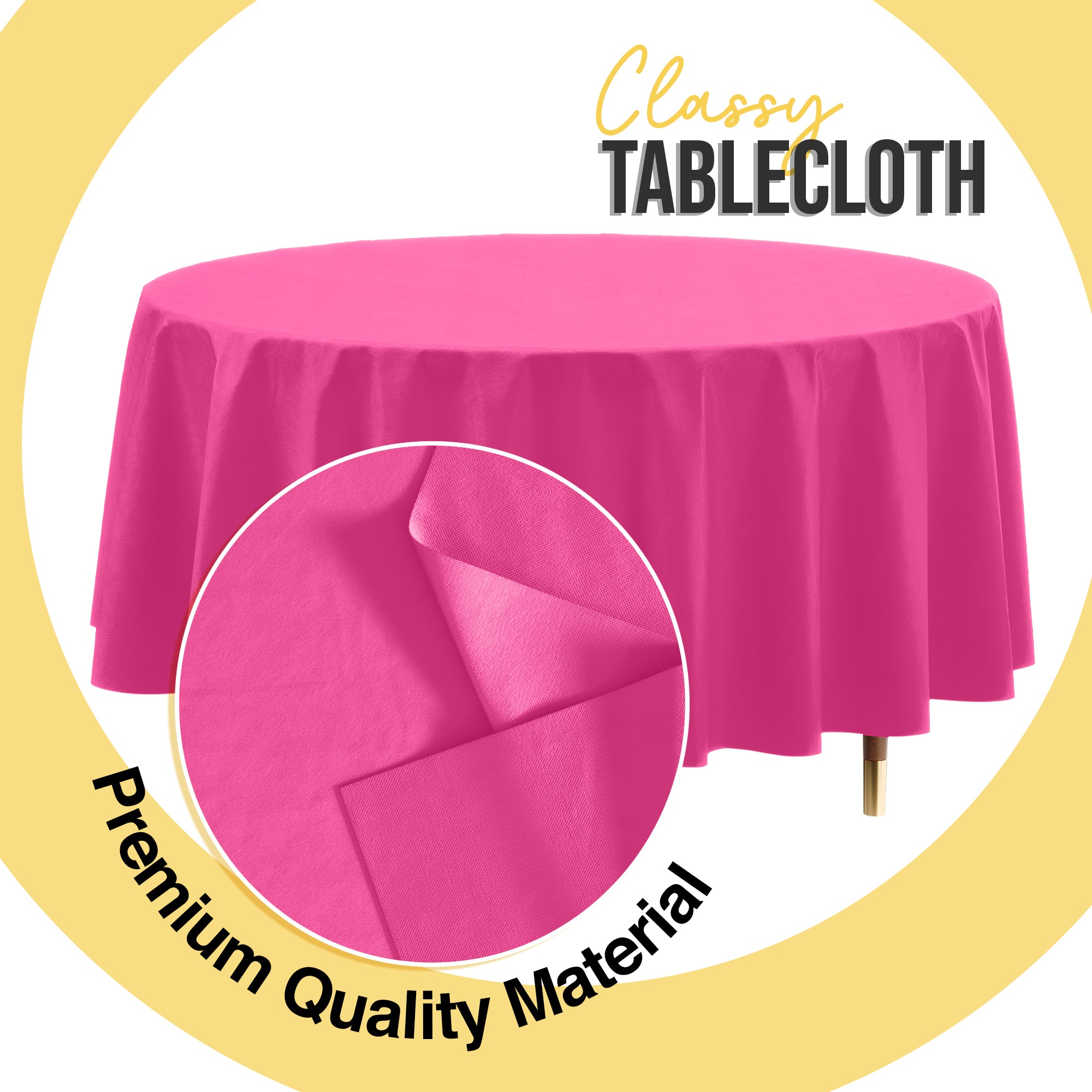 Premium Round Cerise Plastic Table Covers | 12 Pack | 84 in.