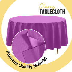 Premium Round Magenta Plastic Table Cover | 84 in.