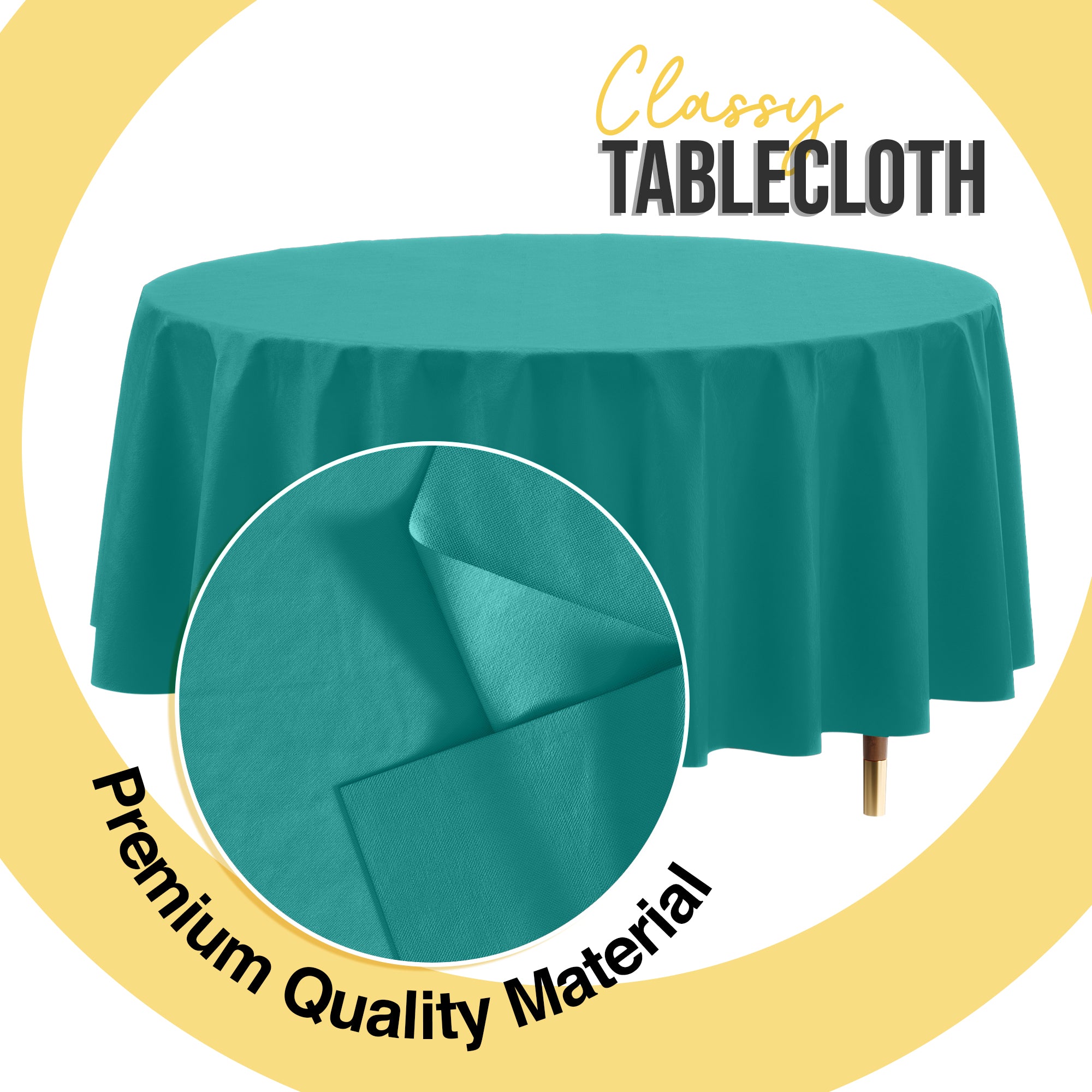 Premium Round Teal Plastic Table Cover | 84 in. | Case of 96