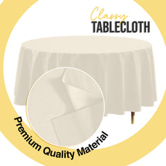 Premium Round Ivory Plastic Table Covers | 6 Pack | 84 in.