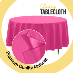 Premium Round Cerise Plastic Table Cover | 84 in.