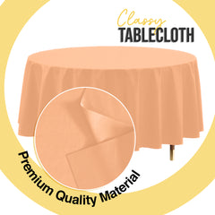 Premium Round Peach Plastic Table Covers | 6 Pack | 84 in.