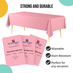 Pink Flannel Backed Plastic Table Cover 54 in. x 70 in.
