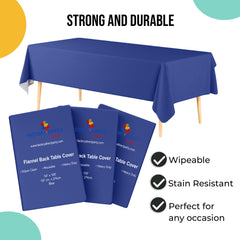 Dark Blue Flannel Backed Plastic Table Cover  | 54 in. x 108 in.