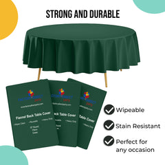 Dark Green Flannel Backed Plastic Table Cover 70 in. Round