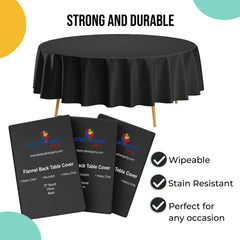 Black Flannel Backed Plastic Table Cover 70 in. Round
