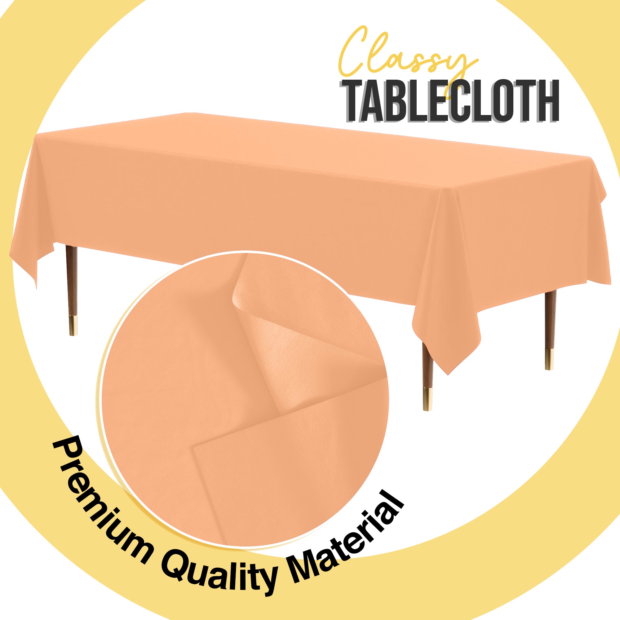 Premium Peach Plastic Table Covers | 6 Pack | 54 in. x 108 in.
