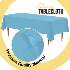 Premium Sky Blue Plastic Table Covers | 6 Pack | 54 in. x 108 in.