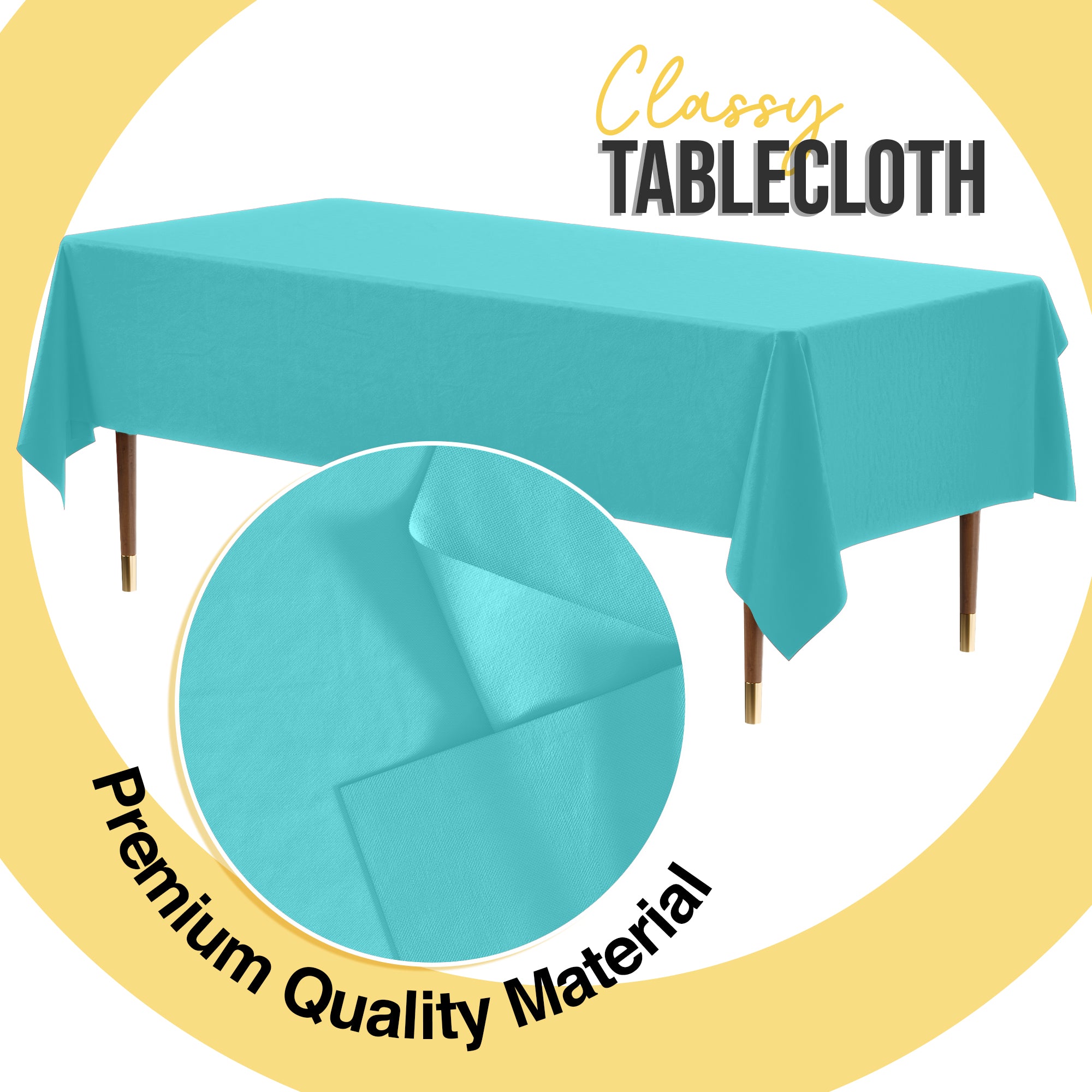 Premium Aqua Blue Plastic Table Covers | 6 Pack | 54 in. x 108 in.