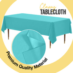 Premium Aqua Blue Plastic Table Covers | 6 Pack | 54 in. x 108 in.