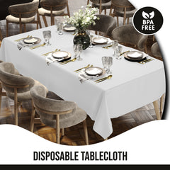 Premium White Rectangle Table Cover 60" x 85" | 1 Pack